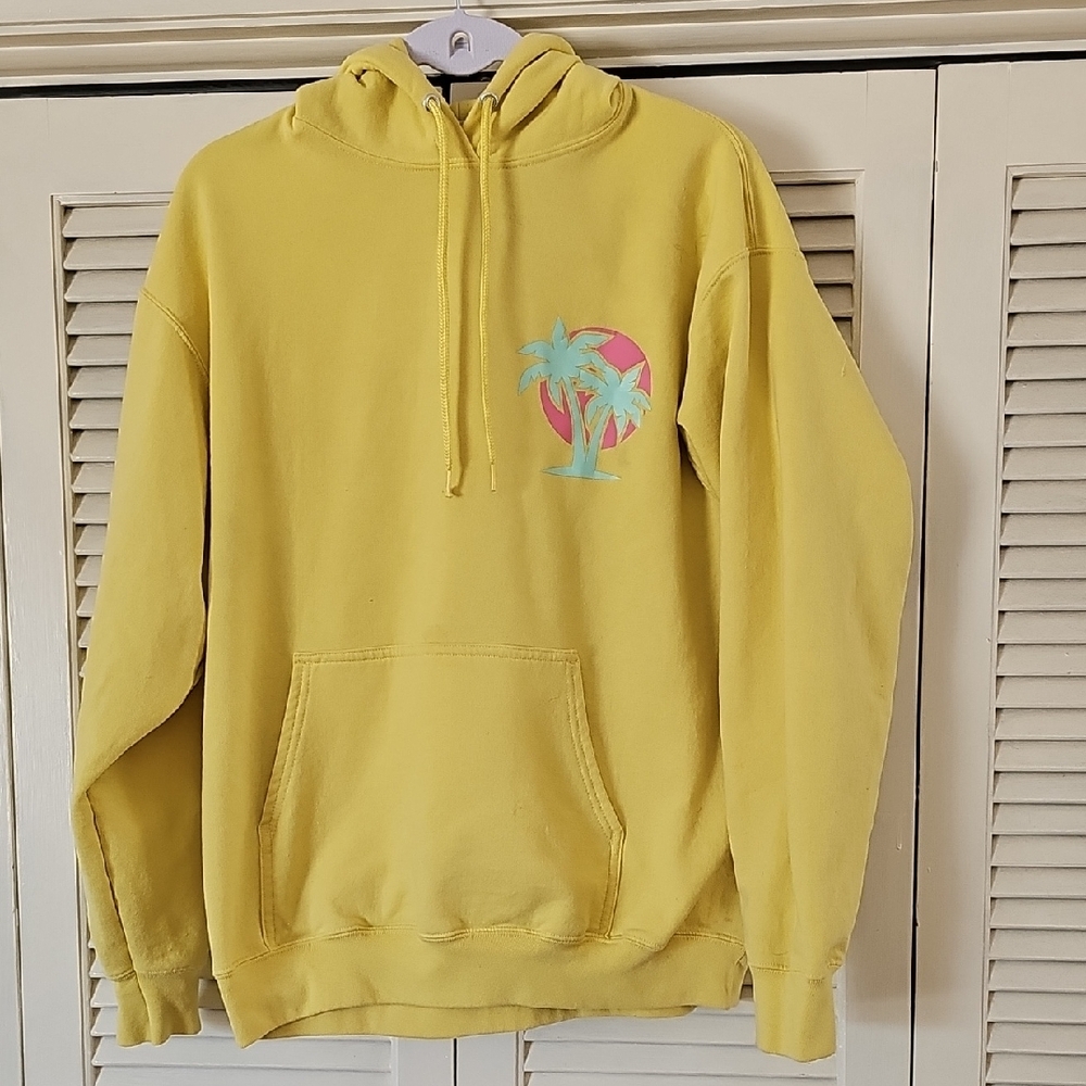 Yellow Hoodie with Palm Tree Design